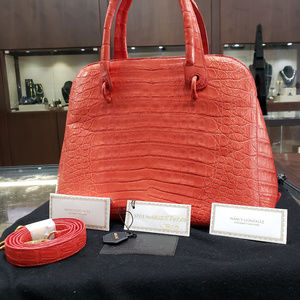 Nancy Gonzalez Red Crocodile Shoulder Bag Purse